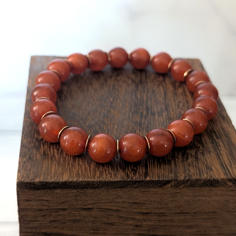 Vintage Bracelet - Dark Orange Stretch Bracelet